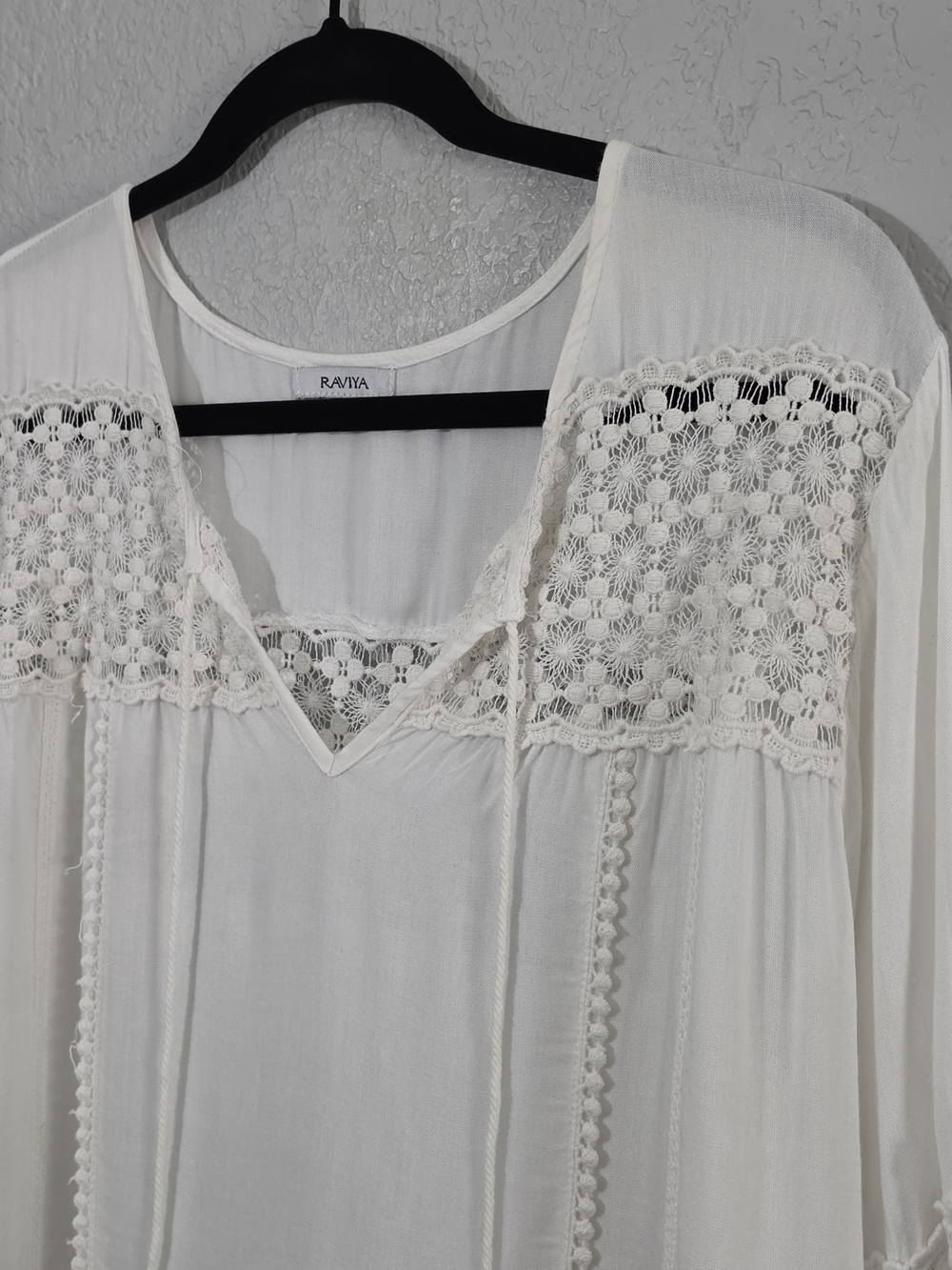 Raviya Bell Sleeve Swim Coverup White Crochet Beach Pool Womens XL - Picture 2 of 9